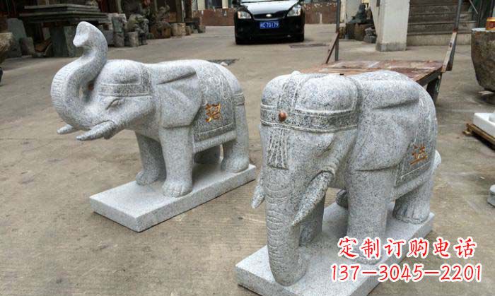 合肥招财进宝芝麻灰大象石雕 (2)