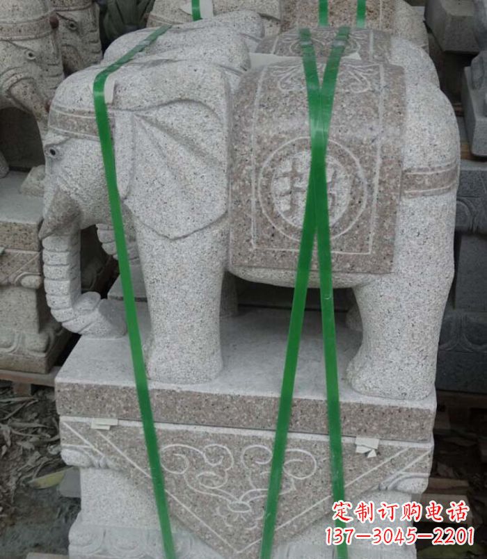 合肥招财进宝芝麻灰大象石雕 (4)