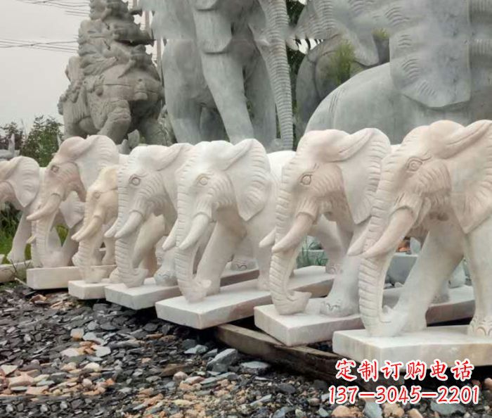 合肥招财晚霞红大象石雕 (3)