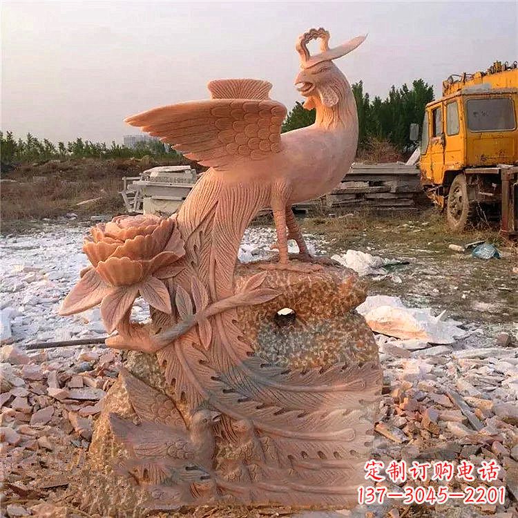 合肥中国古代传说中的瑞鸟凤凰牡丹石雕