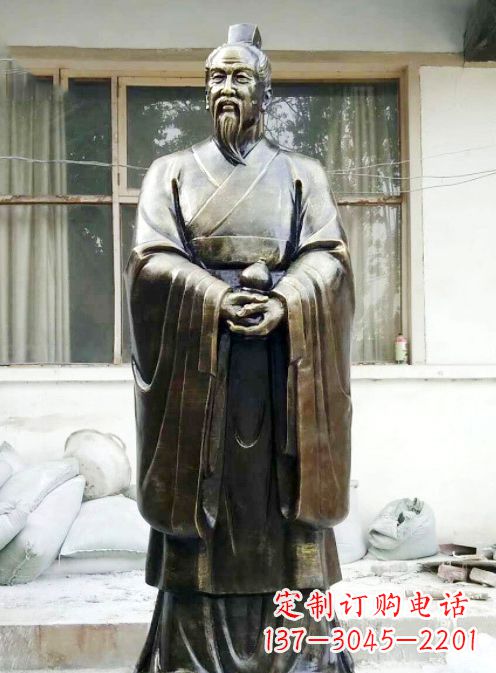 合肥中国古代名医扁鹊铸铜雕像半身像