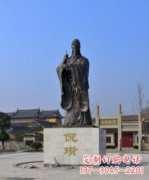 合肥中国历史名人元末明初画家诗人倪瓒铜雕塑像