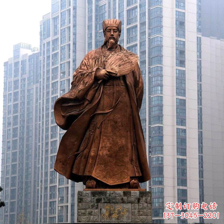 合肥诸葛亮城市景观铜雕像-中国古代著名人物三国谋士卧龙先生雕塑