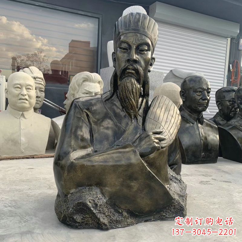 合肥诸葛亮半身像-玻璃钢仿铜三国人物古代著名军事家雕像