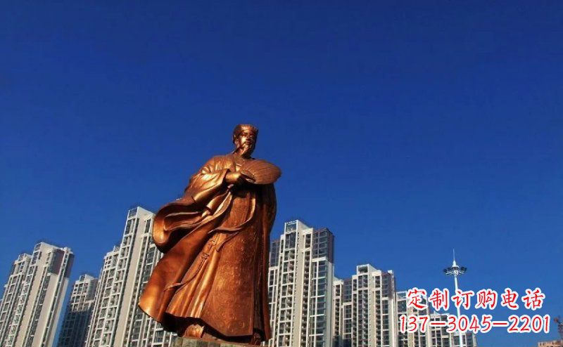 合肥诸葛亮古代名人铜雕 (2)