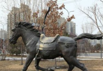 合肥小区动物奔跑的马铜雕