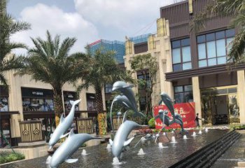 合肥小区广场水景海豚雕塑