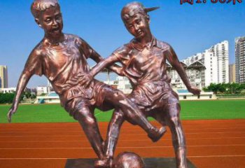 合肥学校铜雕踢足球儿童
