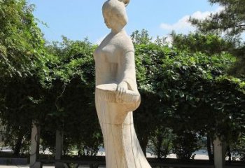 合肥园林历史人物著名美女秦罗敷砂岩石雕塑像