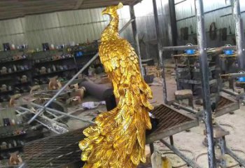 合肥中国古代传说中的瑞鸟凤凰鎏金铜雕