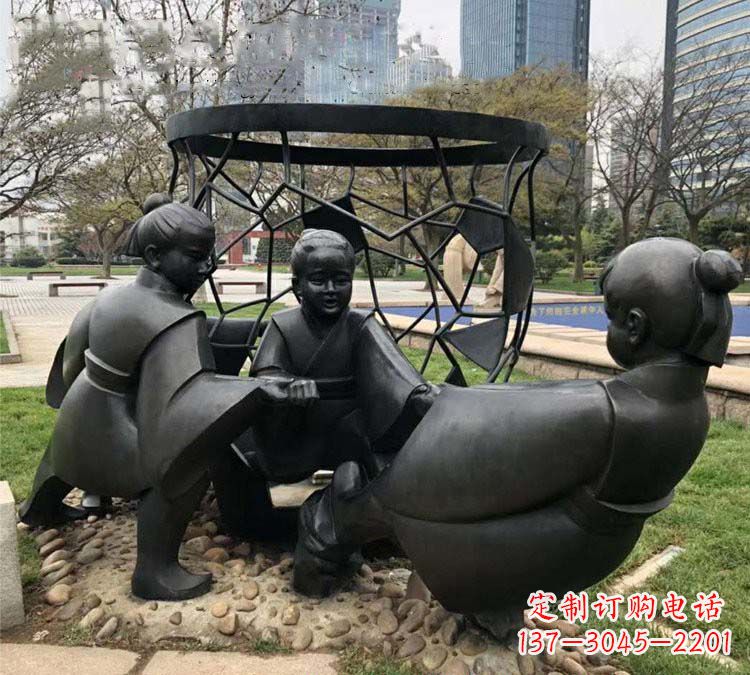 合肥铸铜公园司马光砸缸儿童雕塑