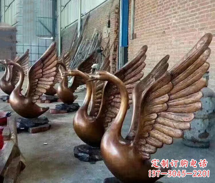 合肥铸铜天鹅喷水动物喷泉雕塑