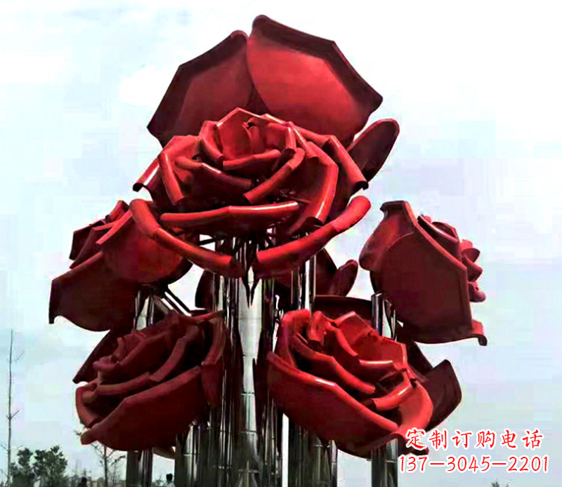 合肥大型不锈钢玫瑰花雕塑