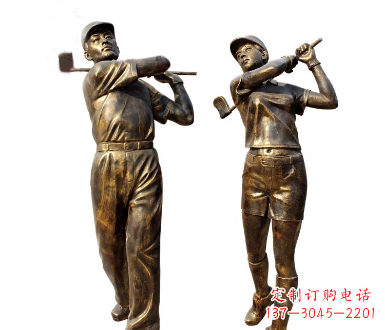 合肥公园打高尔夫人物铜雕