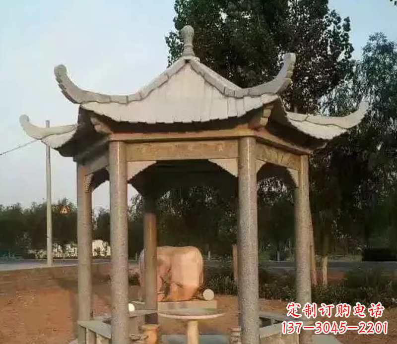 合肥公园景观大理石六角石雕凉亭