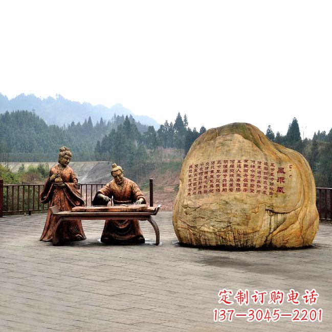 合肥卓文君与司马相如凤求凰公园景观雕塑-历史典故人物情景雕塑