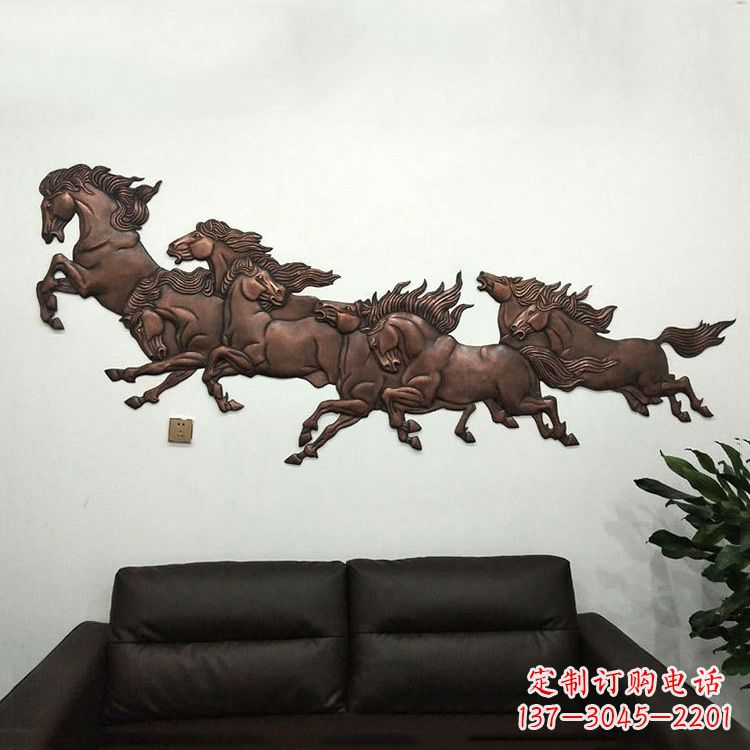 合肥紫铜马儿浮雕装饰画