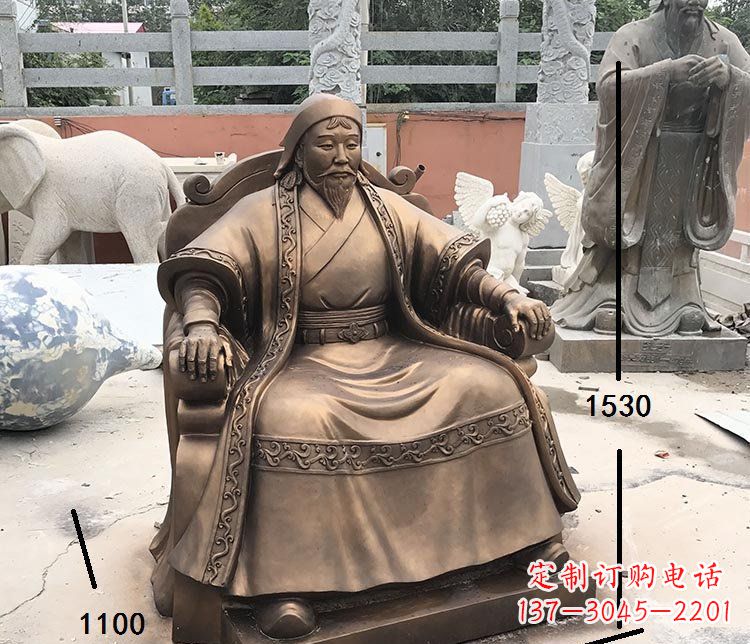 合肥坐式成吉思汗铜雕 (2)