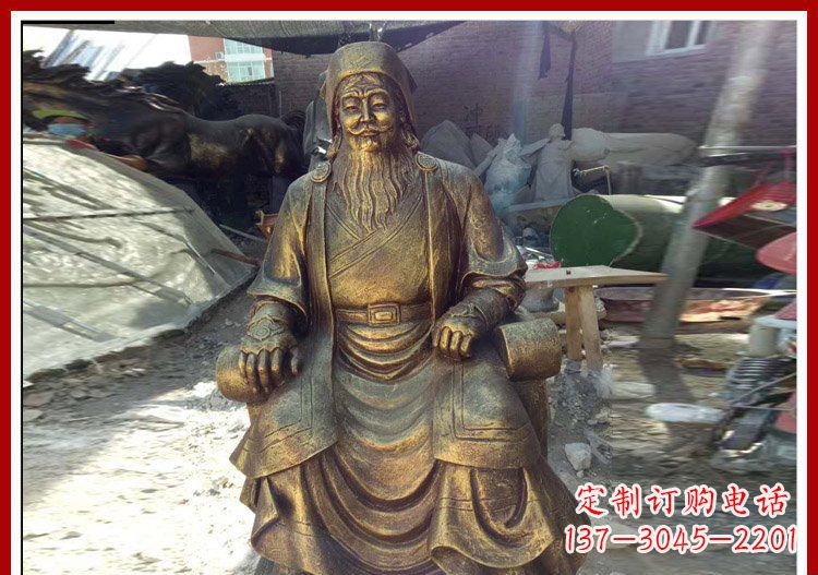 合肥坐式成吉思汗铜雕