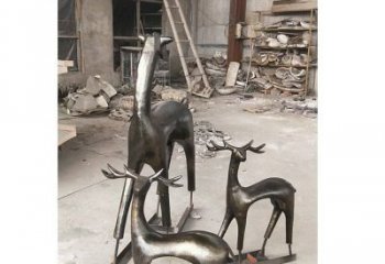 合肥铸铜梅花鹿动物铜雕摆件