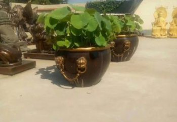 合肥铸铜狮子头水缸雕塑 