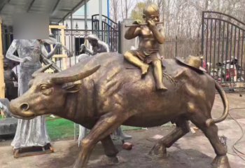 合肥吹笛子的牧童牛公园景观铜雕