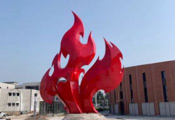 合肥大学操场抽象不锈钢火苗雕塑