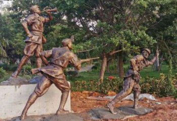 抗战主题人物雕塑-解放公园抗日战争铸铜人物雕塑
